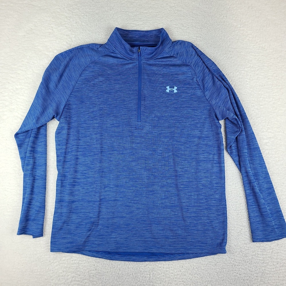 Under Armour Sweater Mens XL Blue Striped Loose Performance The Tech Tee Golf